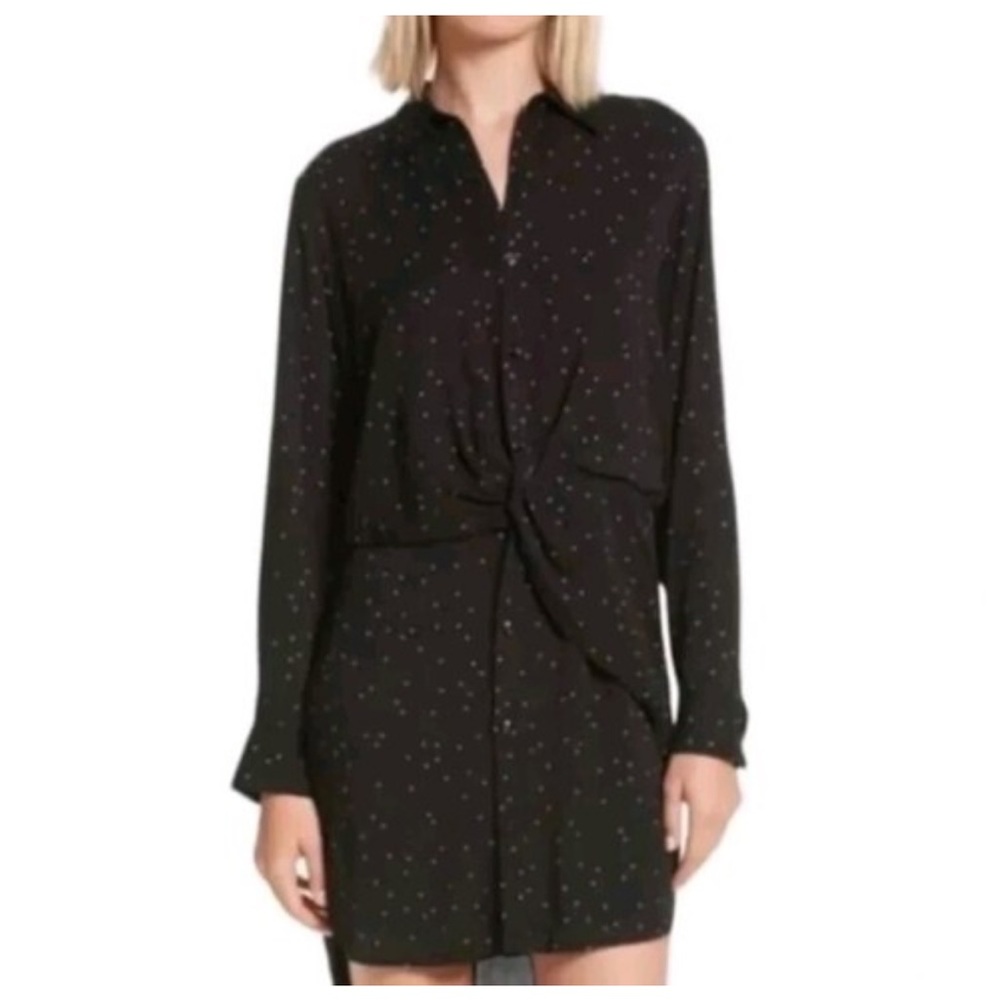 Rag & Bone Lucas Twist Front Shirtdress Black M